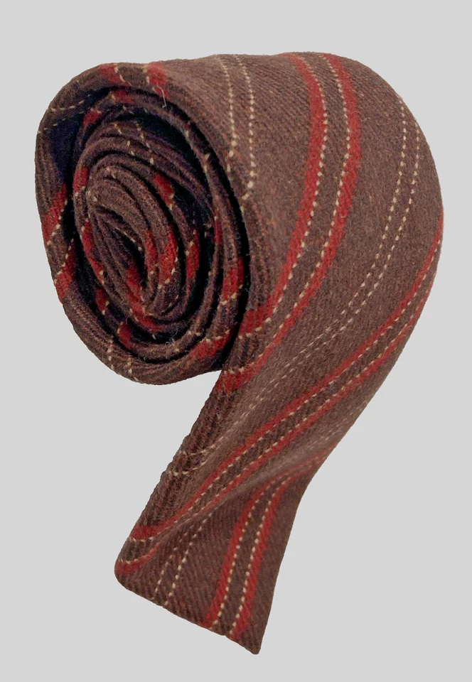 Галстук Emeregildo Zegna/коричневые и красные полоски сделано в Италии длинный 62 дюйма - Изображение 2 из 4