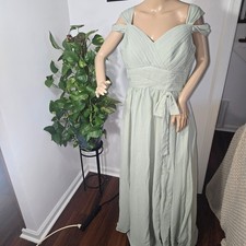 Sage Green Pleated Off-Shoulder Maxi Dress