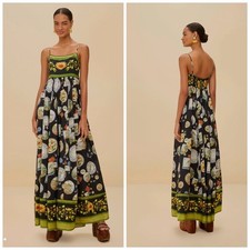 FARM Rio Black Trip Souvenir Maxi Dress Black Large Floral