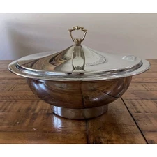 1950 Kromex Serving Dish W/ Fitted Pyrex Bowl (024 2 QT). Excellent Cond. Beauty