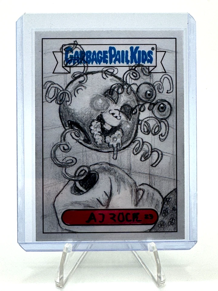 Garbage Pail Kids эскиз 1/1 редкая Topps 2023 AJ рок оригинальный GPK эскиз карта - Изображение 2 из 3