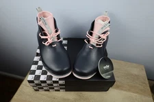 Ccilu Black & Pink Panto Womens Low Top Ankle Rainboots Womens NWT