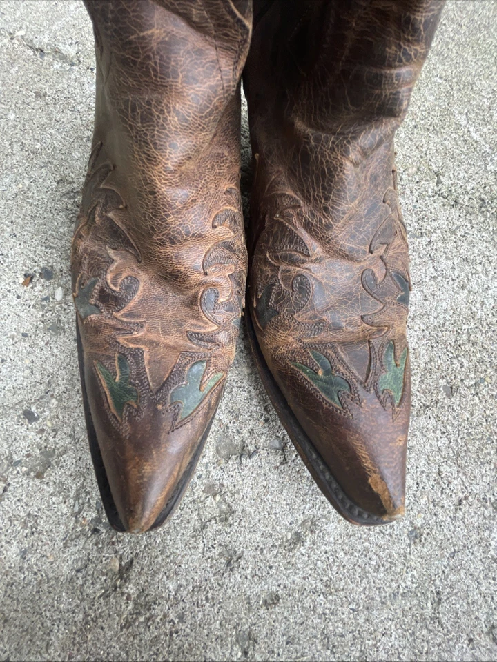 Dan Post V Rosie Western Boots Women’s 8M Tan Leather Inlay Embroidered DP3411 - Image 3 of 4