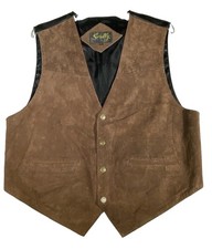 Vintage Scully Suede Leather Western Vest Mens Large Brown Cowboy Metal Buttons