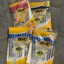 BIC Cristal Ballpoint Pen, 4 Packs - Blue Red Black 40 Pens - Early 2010’s