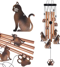 Cat Wind Chimes for Home, Patio, Backyard, Garden Cats Decor, Cats Wind Bells, M