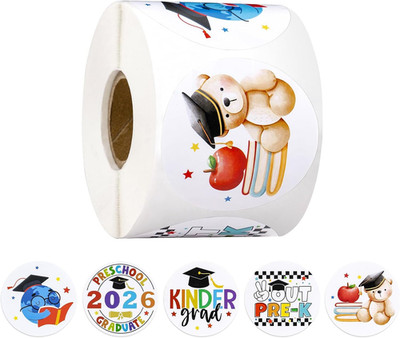 500 Pcs Colorful 2X2 Inch Preschool Kindergarten Graduation Stickers