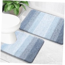 Bathroom Rug Set 2 Piece, Soft Absorbent Microfiber Bath Mats and U-Shaped