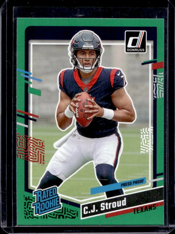 2023 Donruss C.J. Stroud Press Proof Green Rated Rookie #339 Texans