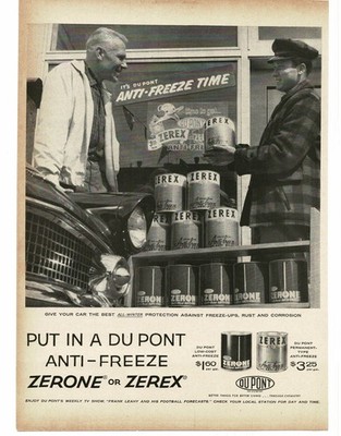 1956 Du Pont Zerone Zerex Anti-Freeze Vintage Print Ad