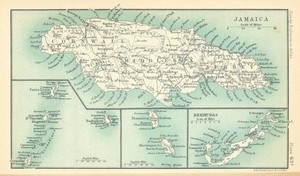 British West Indies. Jamaica Bermuda. St Vincent Barbados St Lucia 1909 map