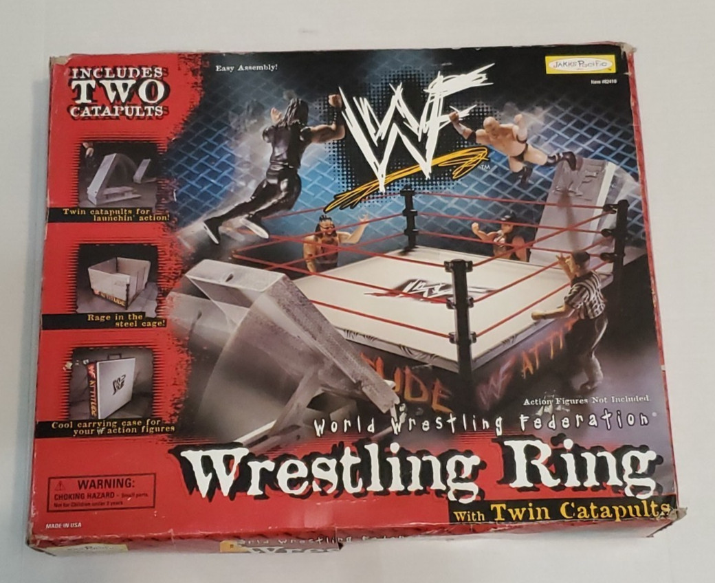 WWF Attitude Wrestling Ring With Twin Catapults JAKKS Pacific 1998