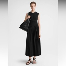 New Toteme black sleeveless cotton tee midi dress XS