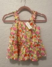 Janie and Jack Olivia Floral Smocked Dress Puff Sleeve Pink Cream Girls Size 6