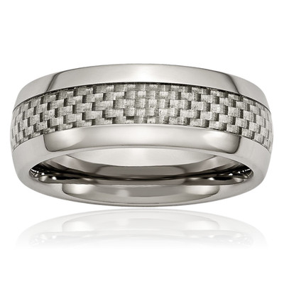 Titan 8 mm breit grau Kohlefaser schlicht Ehering Ring poliert,