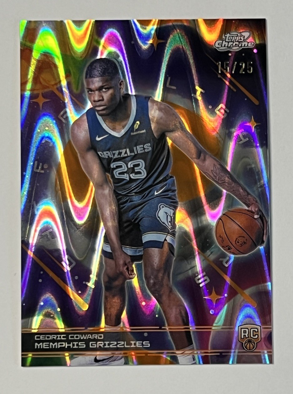 2025-26 Topps Cosmic Chrome, Cedric Coward (RC), Orange Galactic First Light /25