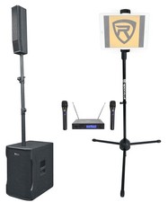 Rockville TITAN COLUMN 12 Karaoke Machine System 2 Wireless Mics Tablet Stand