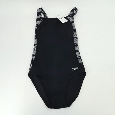 Speedo Damen Badeanzug Shaping LunaLustre Printed 1 Piece Schwarz Weiß 32 Schwim