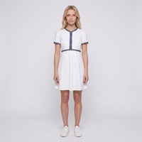Sandro Minikleid Weiß V-Ausschnitt Kurzarm Kleid Kurz Sommerkleid Gr. 34 XS Sfpr