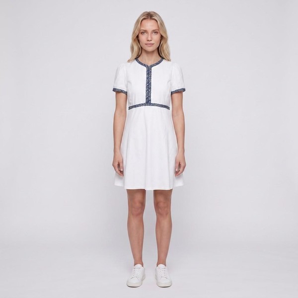Sandro Minikleid Weiß V-Ausschnitt Kurzarm Kleid Kurz Sommerkleid Gr. 34 XS Sfpr-image