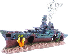Aquarium Shipwreck Sunken Pirate Ship Resin Fish Tank Decorations Battleship for