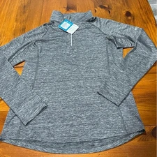 Nwt Columbia Womens Grey Peach Tree Half Zip Pullover Long Sleeve Baselayer L