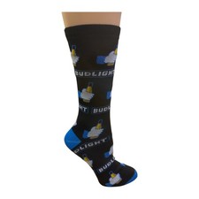 Bud Light Bottle Pattern Men  s Crew Socks: Black Size 10-13