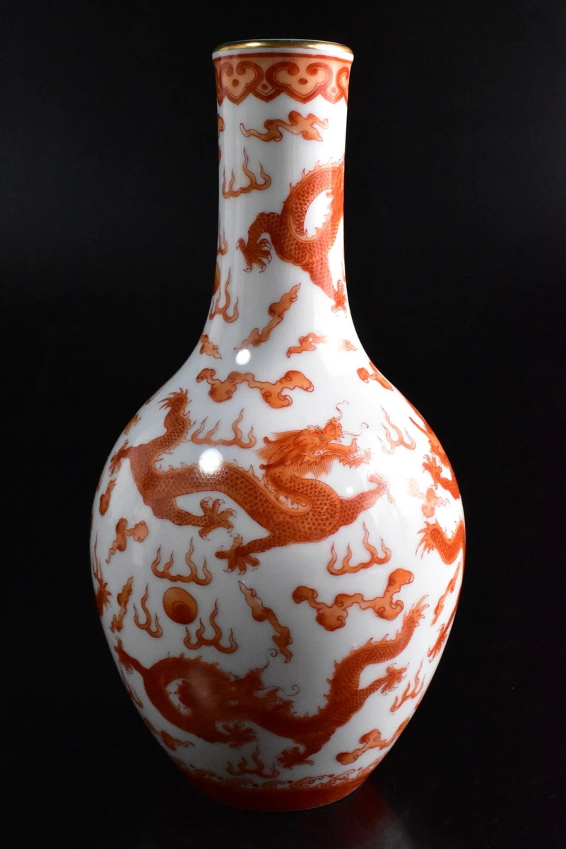 红色中国古董花瓶| eBay