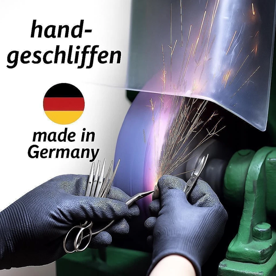 3-tlg Solingen Maniküre Set Leder Etui, Nagelschere, Feile, Pinzette, Germany - Bild 2 von 4