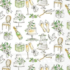 Boston International - 3-Ply 6.5" Lunch Napkins 20 Count - Wedding Cakes