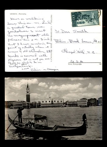 Mayfairstamps Italy to Chapel Hill NC Gondola Postcard aax_03069