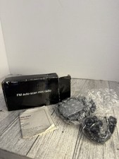 Vintage Avon FM Auto Scan Mini Radio-With Ear Phones/Belt Clip -New-Black NIB