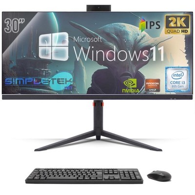 All In One 30'' Gaming 2K I3 Ram 16Gb Ssd 480Gb 8Th Gen Windows 11 Pro Aio Pc