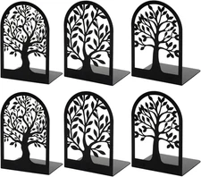 Happyhapi Book Ends, Metal Bookends for Shelves Decorative, Tree Stopper for Hea
