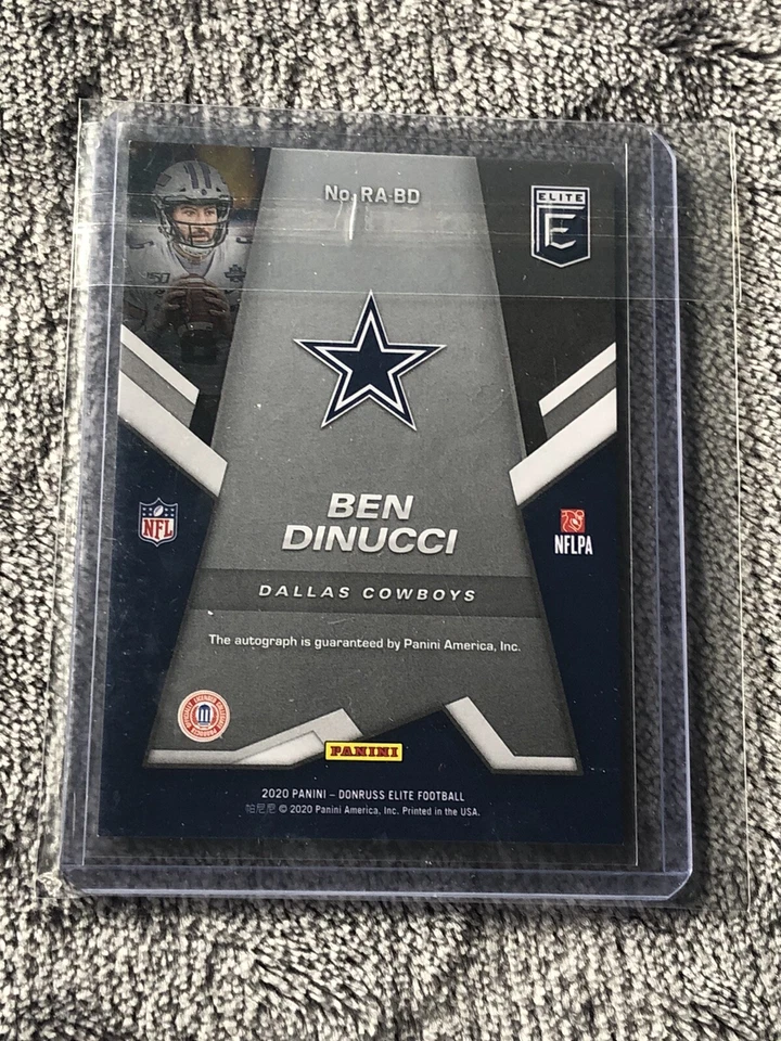 Ben Dinucci 2020 Donruss Elite Rookie Auto #’d /25 Orange Cowboys RC 06f - Image 2 of 3