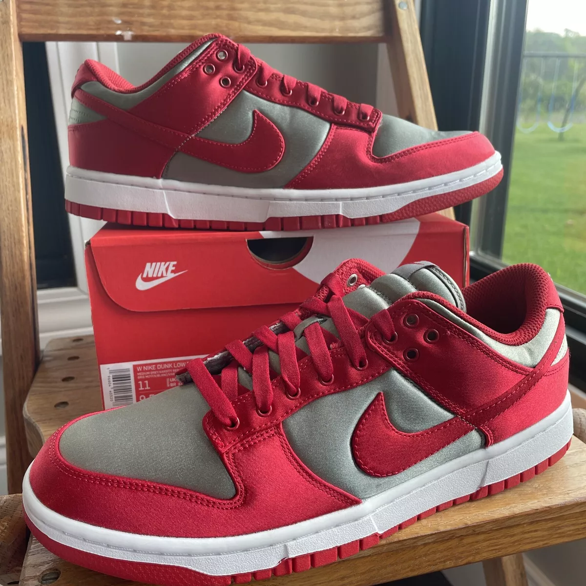 Nike Dunk Low Medium Grey/ Varsity Red-White UNLV DX5931 001; WMNs 11 / Men  9.5