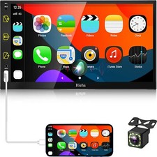 Double Din Car Stereo with Bluetooth Audio- Apple CarPlay  Android Auto, 7" HD.