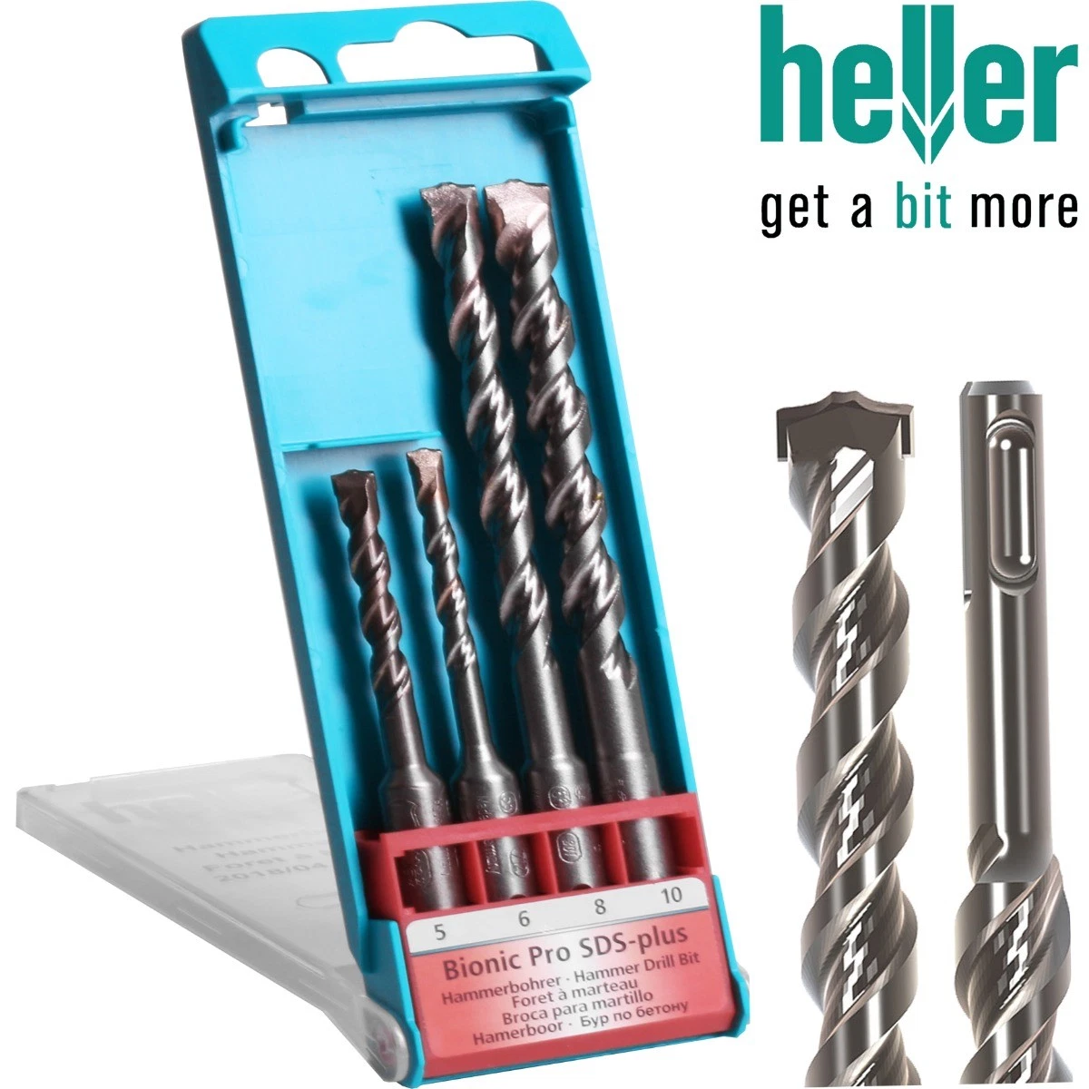 4Pc QUALITY HELLER SDS PLUS REINFORCED CONCRETE BRICK DRILL BIT SET 5mm 10mm
