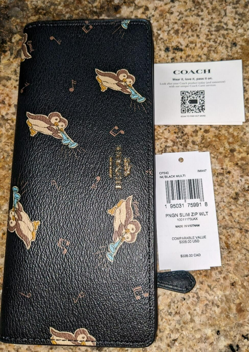 COACH キャンバスレザー ペンギン プリント スリム 長財布 CF540 COACH 国内発送 コーチ 財布 レディース 長財布 ペンギン
