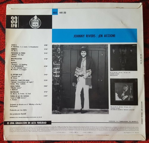JOHNNY RIVERS ** En Accion! ** LIVE AT WHISKY A GO-GO / HOLLYWOOD 1970 Spain LP - Picture 2 of 4