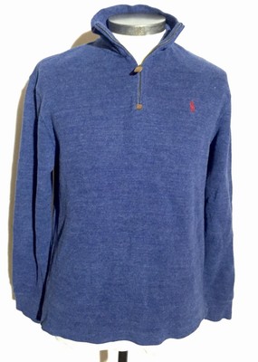 RALPH LAUREN POLO MENS 1/4 ZIP SWEATER SZ M MEDIUM BLUE EUC | eBay