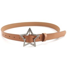 Women Waist Belt Chain Shining Star-Buckle PU for Hip Hop Rock Bands Player