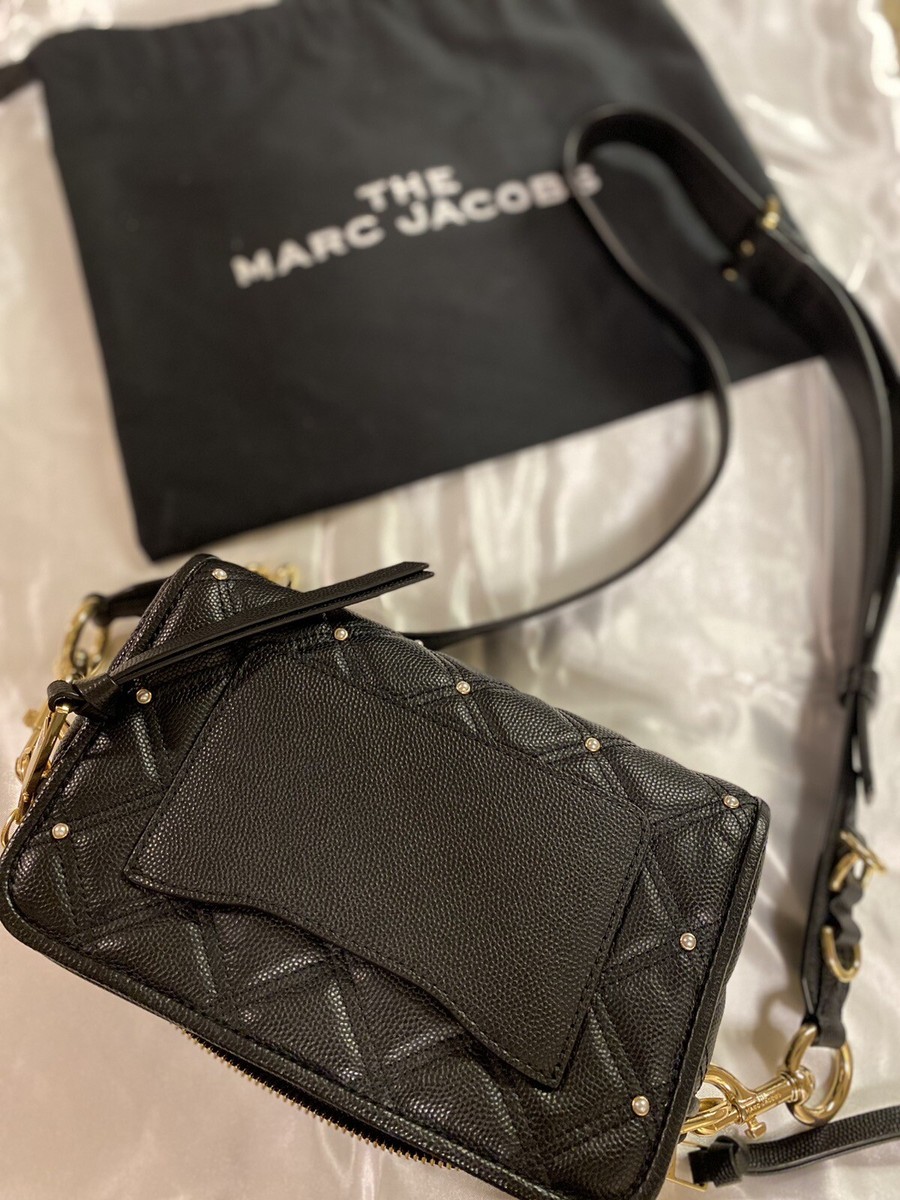 THE MARC JACOBS SOFTSHOT PEARL 21 LEATHER CROSSBODY BLACK NEW W