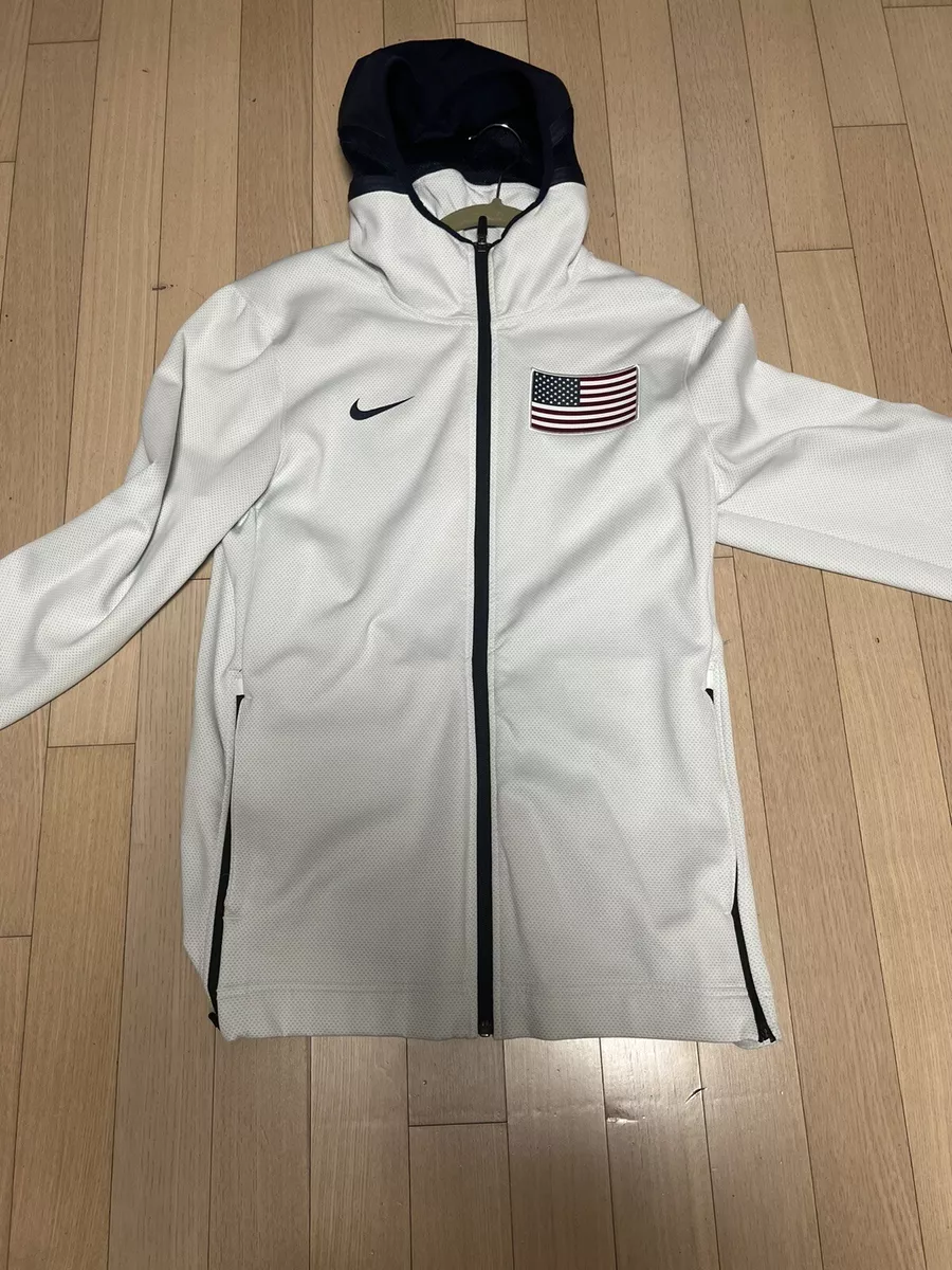 NIKE USA Basketball Therma Flex Showtime Hoodie Jacket sz M Medium White USA