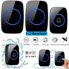 Wireless Doorbell 1000ft Range 36 Melodies IP44 Waterproof Easy Install US