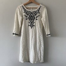 Cottagecore Southwestern Western Aztec Feminine Lace Dress Small Embroidered