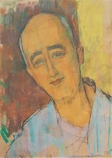 Zygmunt Landau (1898-1962), Large Pastel on Paper, Man Portrait , Signed, 1959