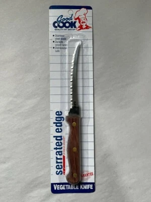 Good Cook 4.5" Serrated Veggie Knife Stainless Steel Wood Handle New Old Stock