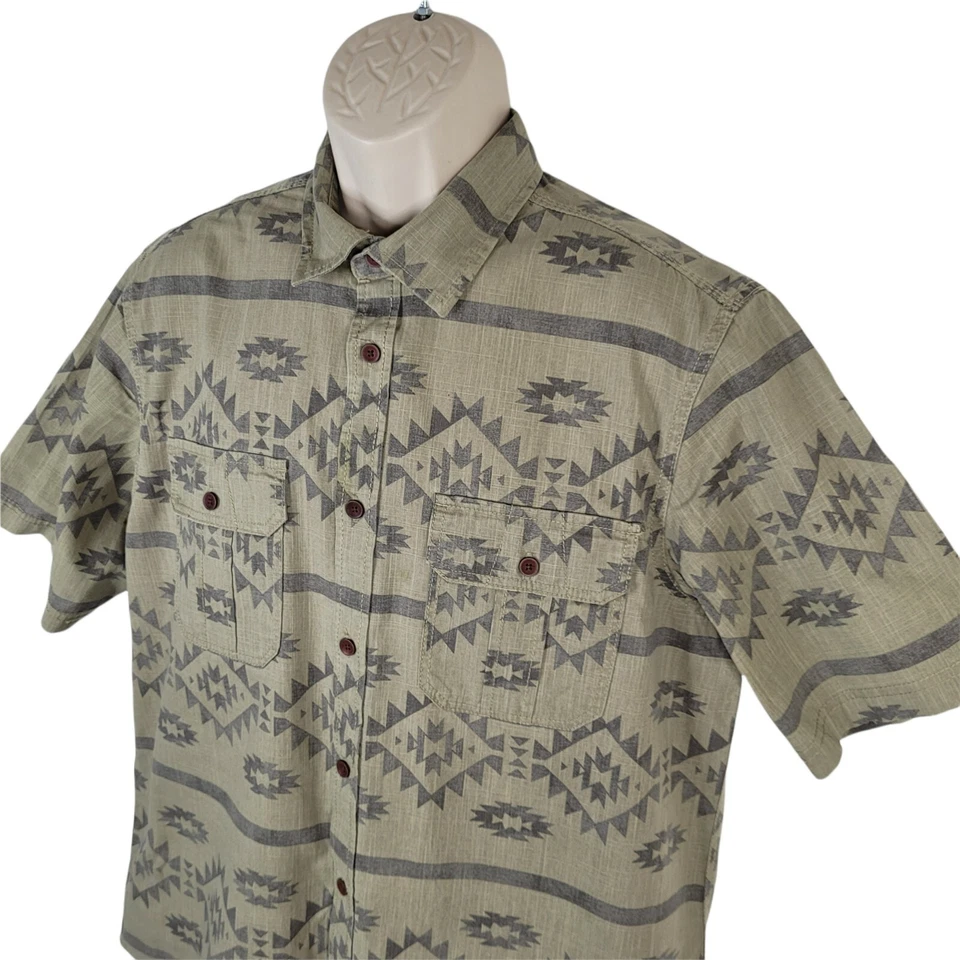 The Northwest Territory Button Up Shirt Mens Large Aztec Short Sleeve Green - Image 3 of 4