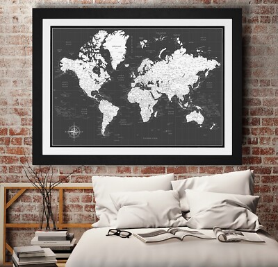 Map of World - Poster - Designed for Pins, Personalized, Up To 36x54